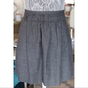 J. Crew shirred grey wool skirt